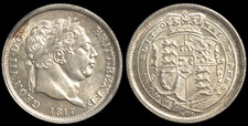 1817 GB George III Silver Shilling Pistrucci S.3790 KM666 picture