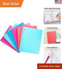 College Ruled 8 x 10.5” Spiral Notebook Set – Bulk 6-Pack of 1 Subject Notebo... picture