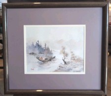 Judith Caulfield Walshe Original Watercolor Painting Maritime Fishing Boats... picture