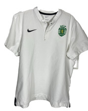 Nike SCP Sporting Portugal S/S Soccer Fan Shirt~Henley Button-Neck~White~Men XXL picture