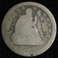 1855 Seated Liberty Silver Quarter COUNTER STAMP ENGRAVED E270 RIUCL picture
