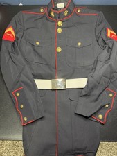 Vintage 1996 USMC Marine Corps Dress Blue Coat 43R Lance Corporal Belt picture