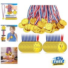 Bulk 30 Gold Plastic Awards Medals - Perfect for Sports Events & Competitions picture