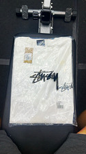 Stussy Dice Out Tee Men's L White Graphic Logo Crew Neck Short Sleeve T-Shirt picture