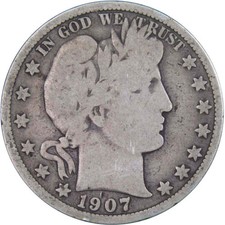 1907 D Barber Silver Half Dollar Circulated 50c Coin Collectible picture