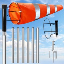Airport Windsock Kit, 8 in x 36 in Aviation Grade Wind Sock Pole Kit with Swivel picture