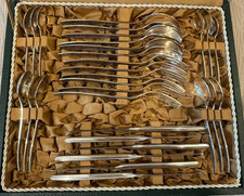Vintage HEFRA MET-60 Silver Plated Flatware Set 30 Pc Poland Jubiler Case PRL picture