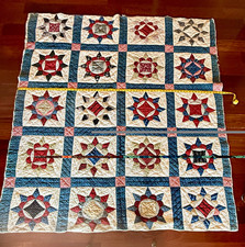 VTG Crown of Thorns Quilt Circa 1870 Handmade Patchwork Star All cotton Feedsack picture