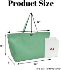 28in Canvas Tote Bag Reusable Grocery Bag Large Heavy Duty Shopping Bag picture