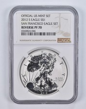 2012-S American Silver Eagle San Francisco Set Reverse PF70 NGC Brown Lbl picture