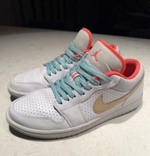 Size 12W/10.5M - Air Jordan 1 SE Low White Sesame Pre-Owned Great Condition picture