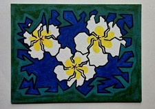 Original Shapizm Artwork 9x12 Abstract Plumeria Canvas Acrylic Painting picture