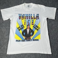 Vtg 1991 Vanilla Ice Play That Funky Music Tour T-shirt Hip Hop Band Tee Mens L picture