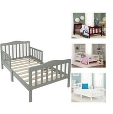 Toddler Bed for Kids Toddler Size Bed Wood W/ Safety Guardrails Baby Furniture picture