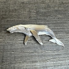 Vtg 1986 SA Artisan 2.5” Sterling Silver 925 Humpback Whale Ocean Brooch Pin picture