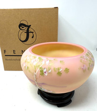 Fenton Burmese Rose Bowl with Stand Signed D Fredrick NEW picture