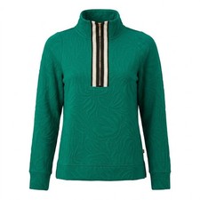 NEW Mary Square SMALL Lula Top Green Quarter Zip Jacquard Textured Pullover picture