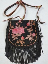 Vintage Isabella Fiore Suede Rambling Rose Messenger Bag picture