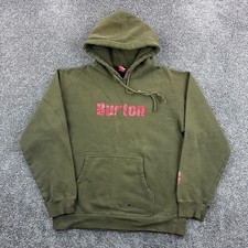 Vintage Y2K Burton Sopranos Hoodie Mens Medium Green Distressed Gun Logo Skater picture