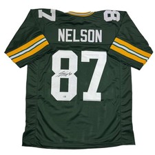 Autographed/Signed JORDY NELSON Green Bay Green Jersey Beckett BAS COA picture