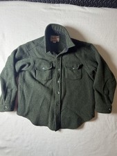 Vintage 90s Woolrich Wool Shirt Jacket XL Green CPO Shacket USA Frayed Collar picture