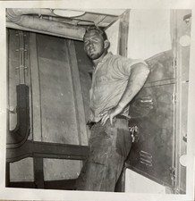 Handsome Man w/ Dirty Face Ship’s Engine Room 1940s Gay Interest picture
