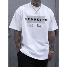 90s Letter Print Vintage Streetwear Men's Cotton T-shirt picture