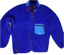 Patagonia Vtg Retro-X Deep Pile Fleece Jacket Fall 1990 SZ L Cobalt purple USA picture