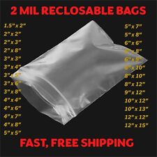 CLEAR 2 MIL ZIP SEAL BAGS POLY PLASTIC RECLOSABLE TOP LOCK ZIPPER 2MIL BAGGIES picture