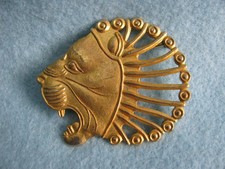 Metropolitan Museum of Art Lion's Head Egyptian Revival Brooch Signed Wallbank picture