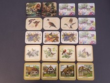 Vintage Pimpernel & Other Coaster Lot Birds English Cottages Cork Back 20 Total picture