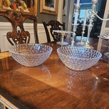 Pair Tiffany & Co Crystal Honeycomb Tortoiseshell Pebble Bowl 8