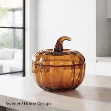 Ikea HÖSTAGILLE Decorative bowl with lid, yellow-brown, 7 ½ 