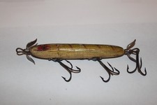 Antique Heddon Dowagiac Torpedo Series 130 Wooden Fishing Lure Double Prop 1925 picture