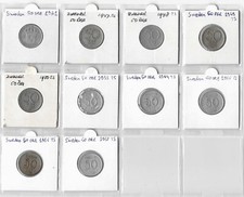 SWEDEN COLLECTION OF 10 COINS, 50 ORE 1931-1957 Silver, All Different. 1O.4 picture