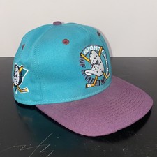 Vintage 90's Anaheim Mighty Ducks #1 Logo Size 6 7/8 NHL Snapback Cap Hat picture