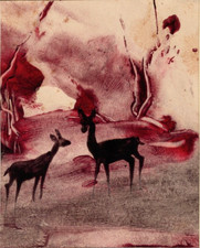 Ruth Faison Shaw (NC 1889-1969) Famous Finger-Painting Artist WOODLAND DEER picture