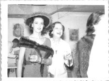 Glamorous Beautiful Women at Boozy Glitzy Party Snapshot 1950s Vintage Photo picture