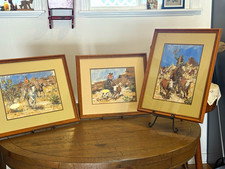 James Colt Western Americana Cowboy & Cattle Original Watercolor Paintings Set 3 picture