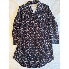 Wrangler Sleepwear Womens Floral Western Sleep Shirt Navy Pink Cotton Medium NWT picture