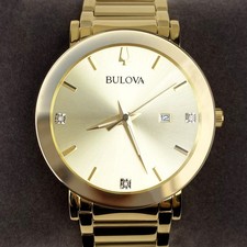 Bulova Futuro Modern 42mm Champagne Dial Gold-Tone Men's Watch 97D115 picture