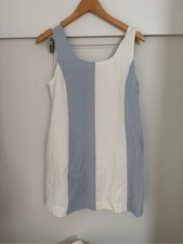 Striped Blue and White Sleeveless Mini Dress picture