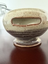 Vintage Handmade Studio Pottery Tea Light Candle Holder, Footed Luminary picture