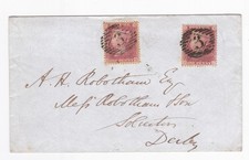 1863 QV FINE TWO x 1d PENNY RED STAMPS ON LONDON COVER TO DERBY SOLICITORS picture
