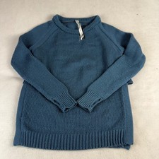 Lululemon 100% Merino Wool Chunky Knit Raglan Sweater Teal Blue Womens 8 picture