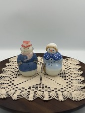 Adorable Fenton Frosty & Friend Snowman & Snowlady Patriotic Hand Painted Signed picture