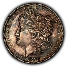 1898 $1 Morgan Silver Dollar - Watercolor Rainbow Toning -SKU-D7923 picture