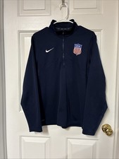 Nike Team USA Hockey 1/4 Zip Long Sleeve Pullover Shirt Navy Blue Adult Size M picture