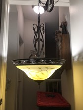 Bronze & Glass Wrought Iron Chandelier 2008 Vines & Leaves Motif 54”x 21”D picture