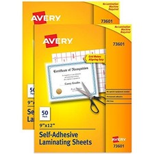 Laminating Sheets, 9x12, Clear Self-Adhesive, 100 Sheets Total, 2 Pack picture